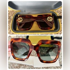 EUC Gucci GG0053S 002 Ladies Oversized Square Sunglasses 😎!